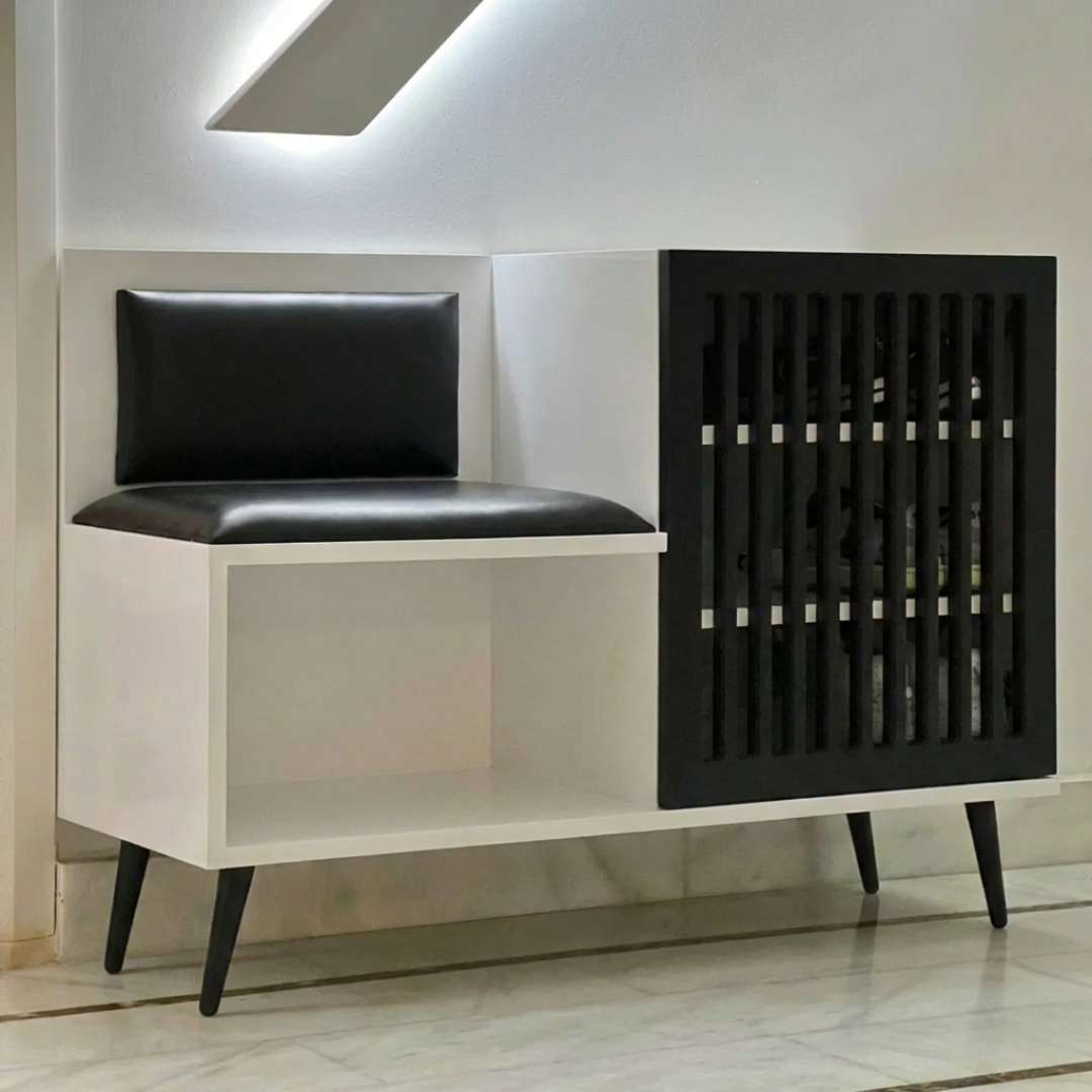 Horizon , Banc de Rangement Chaussures Moderne avec Coussin & Armoire Latérale