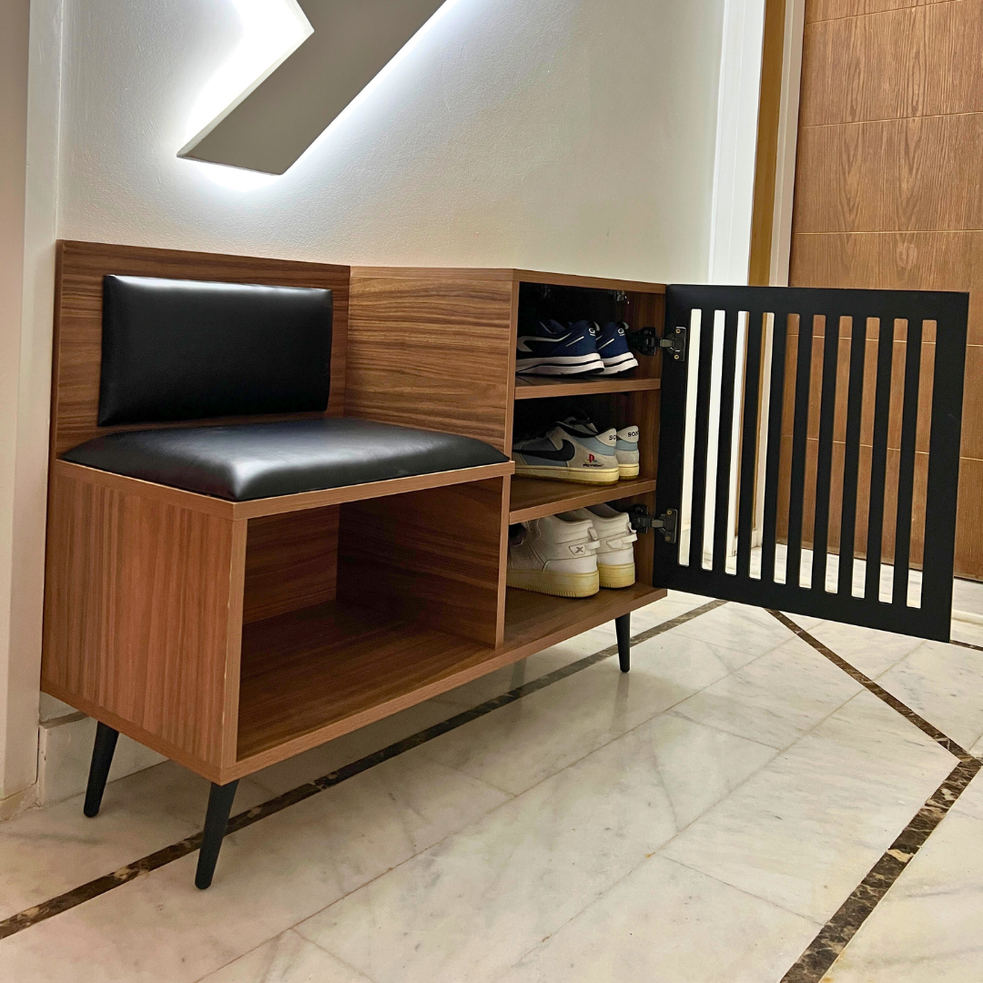 Horizon , Banc de Rangement Chaussures Moderne avec Coussin & Armoire Latérale