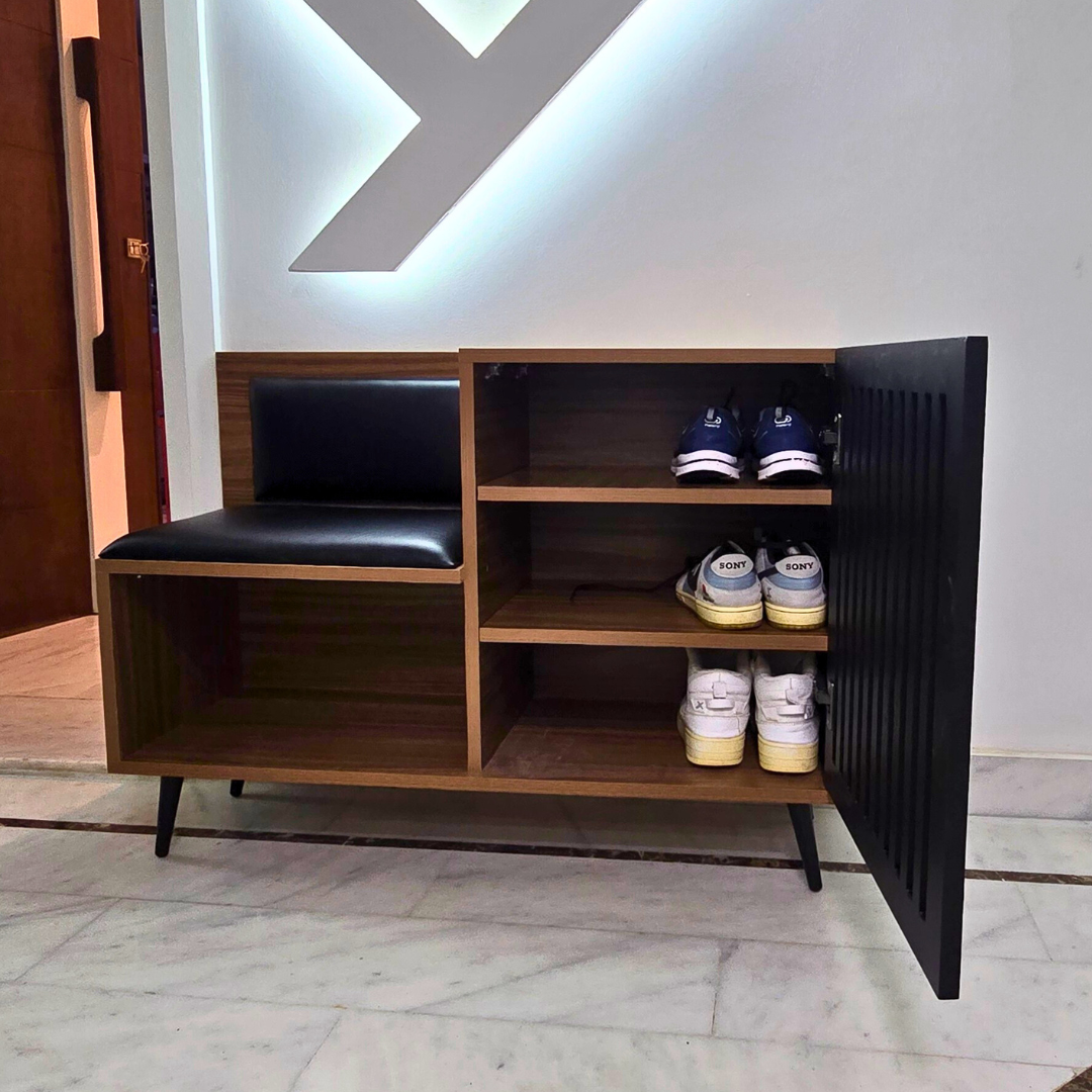 Horizon , Banc de Rangement Chaussures Moderne avec Coussin & Armoire Latérale