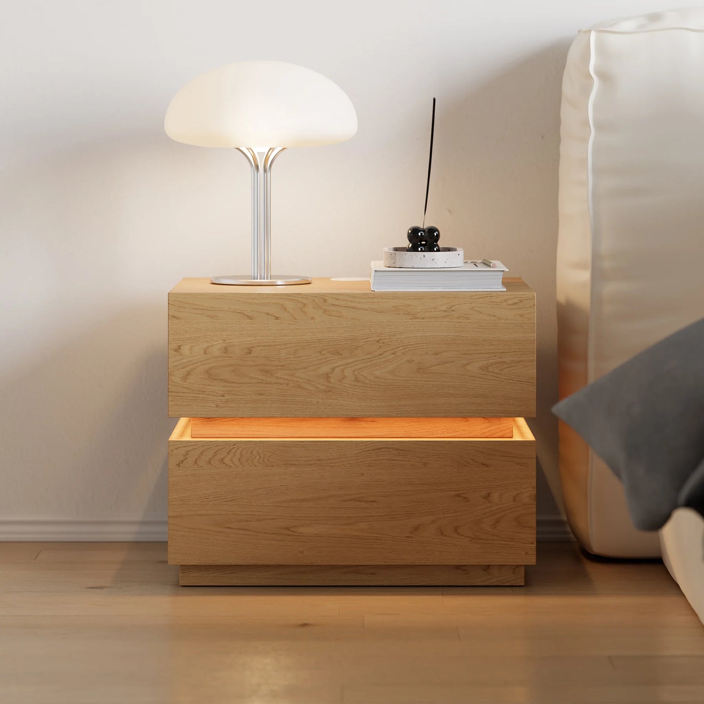 AURA - Table de Chevet Moderne avec Éclairage LED